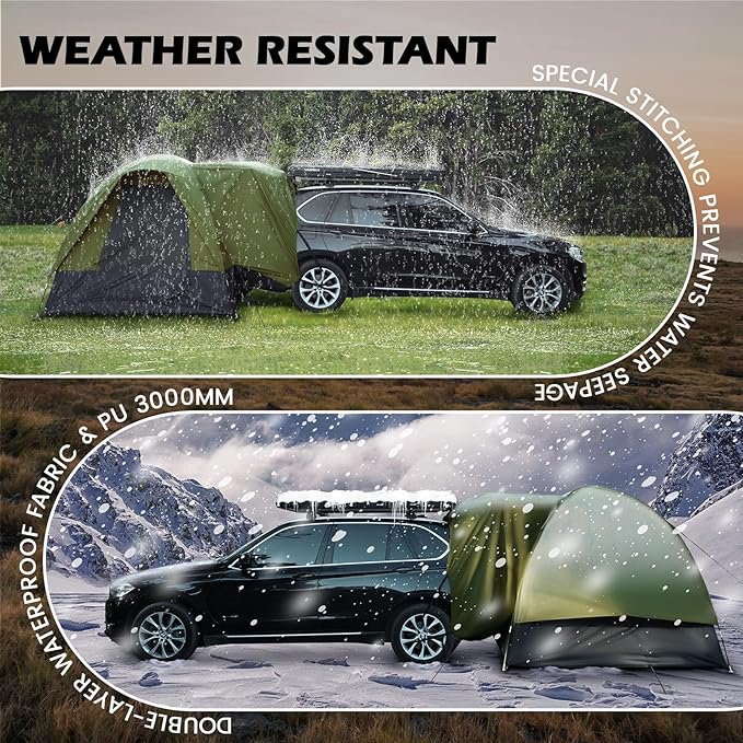 WildFinder SUV Tent, Rectangle Car Tent for Family, Waterproof & Windproof for Car Camping, Large Camping Tents with Storage Bag, SUV, Van, Jeep