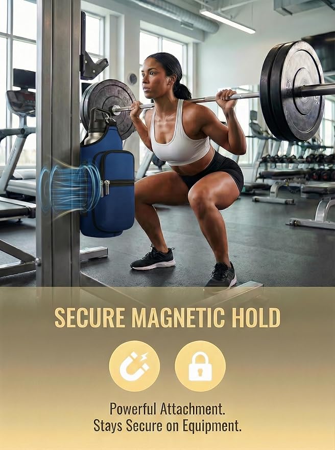 AUPET Magnetic Gym Bag for Men & Women, Small Gym Bag Organizer, Crossbody Magnets Gym Water Bottle Bag Holder Carrier Fits for 18-40oz Owala Yeti Hydro Flask, Workout Pouch for Phone, Keys & Wallet