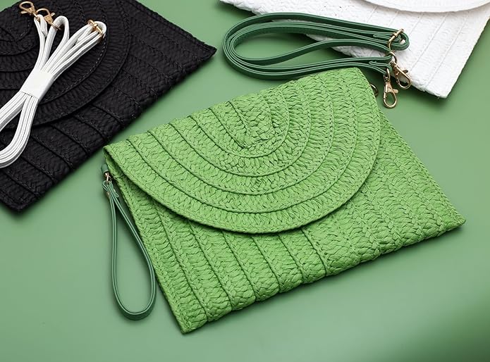 COOKOOKY Straw Clutch Handbag Summer Beach Straw Purse for Women woven Envelope Bag | Straw, Summer, Beach, woven, Straw, Summer