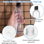 3 Pack 14 oz Clear Plastic Empty Bottles with Black Disc Top Caps Refillable Squeezable Trave Containers for Shampoo, Lotions, Creams