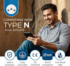 OREI Brazil Travel Plug Adapter with 2 USA Inputs - Travel 3 Pack - Type N (US-11C) Safe Grounded Use with Cell Phones, Laptop, Camera Chargers, CPAP, and More
