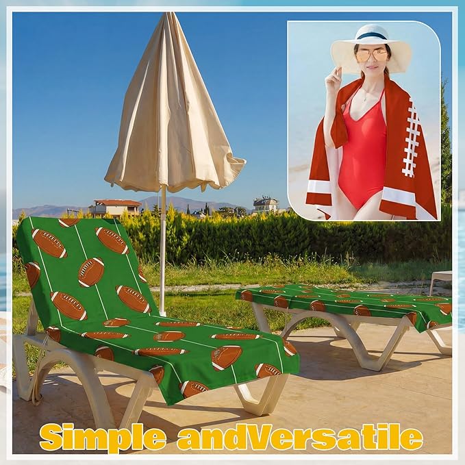 EBOOT 10 Pack Oversized Beach Towel Set Extra Large Pool Towels Microfiber Quick Dry Swim Blanket for Adult Women Men Face Hand Body Bath Travel Pool(Field Green,28 x 59 Inch,Football Style)