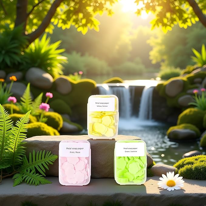 300pcs Portable Hand Washing Soap Sheets, Scented Mini Soap Sheets, Paper Soap for Travel,Disposable Soluble Soap for Outdoor Travel, Camping, Hiking