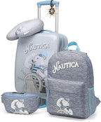 Nautica Kids Luggage - 18" Hardside Rolling Carry-on Suitcase with Spinner Wheels, Polar Voyage 5pc Travel Set