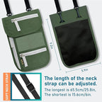 Travel Neck Wallet, RFID Blocking Passport Holder with Adjustable Neck Strap for Men and Women to Keep Cash, Credit Cards and Travel Documents Safe - B
