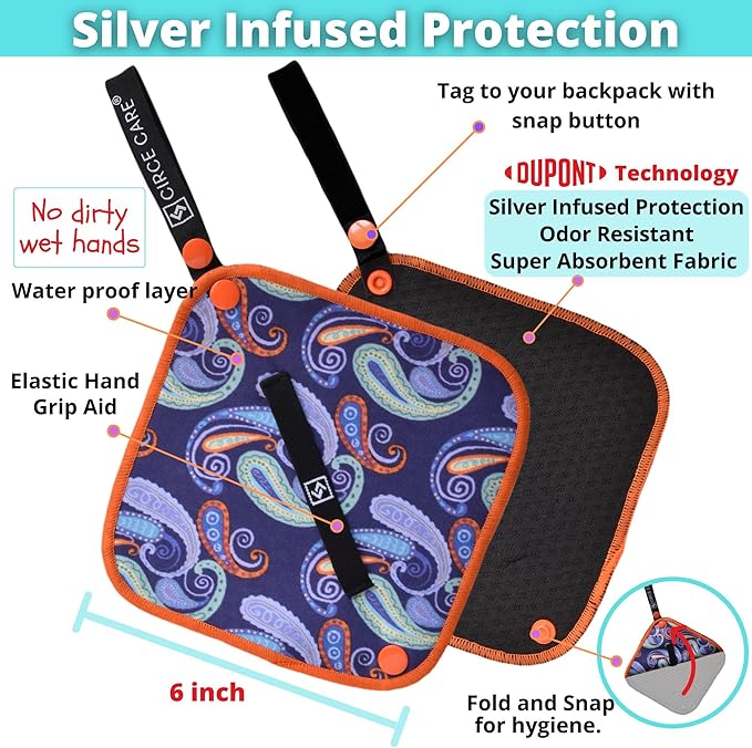 Pee Cloth: Silver Infused Pee rag for Women who Pee Outdoors, Reusable Absorbent Wipes, Eco-Friendly alt. to Toilet Paper, Hygienic Female Urination Solution for Camping, Hiking, Travel.