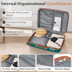 4 Piece Luggage Set, Hardside Expandable Lightweight Suitcase with 360° Mute Spinner Wheels Luggage Sets, TSA Lock, 14/20/24/28 Inch Travel Luggage for Men, Women and Girls (Coral+Green)
