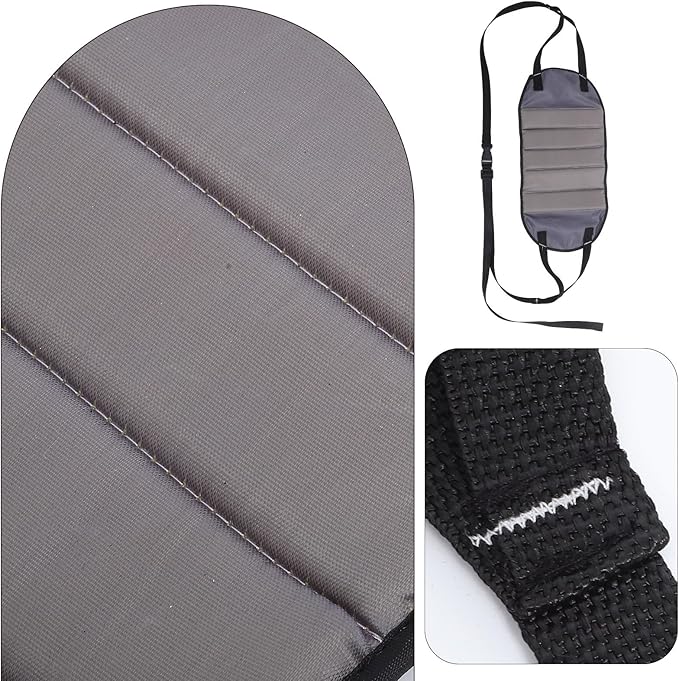 Portable Foot Hammock Travel Foot Rest for Airplane Under Desk Office Use, Breathable Plush Deep Gray Footrest for Long Flights and Travel