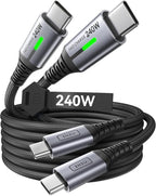 INIU Ultra Slim 10000mAh 45W PD Power Bank USB C to USB C Cable, 240W Fast Charging [6.6ft, 2-Pack] Type C Charger Cord Combo