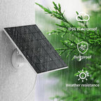 7W Solar Panels for Smart Security Camera, Solar Panel with Micro USB & USB-C Port for DC 5V Outdoor Rechargeable Battery Camera, IP65 Waterproof, 360° Adjustable Security Mount，White