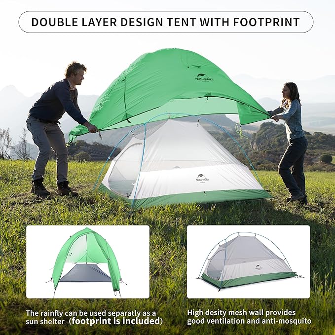 Naturehike Cloud Up Tent, Lightweight Backpacking Tents, Waterproof Ultralight Tent for Camping Hiking Backpacking