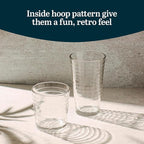 Libbey Hoops Tumbler and Rock Glass Set, Two Sized Nostalgic Retro Glass Cups Set, Dishwasher Safe Glasses Drinking Set of 16 for Any Occasion