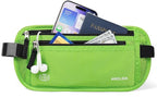 RFID Blocking Money Belt - Passport Holder & Travel Wallet, Slim Hidden Fanny Packs for Women Men - Green