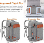 Lumesner Carry on Travel Backpacks, Extra Large 40L Flight Approved Bag for Men & Women,Expandable Suitcase Backpack With 4 Packing Cubes,Water Resistant Luggage Daypack Business Weekender Bag, Grey