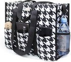 TOPDesign Utility Water Resistant Tote Bag with 13 Pockets, Top Zipper Closure & Thick Bottom Support, for Working Women