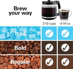 Hamilton Beach 2-Way 12 Cup Programmable Drip Hot and Iced Coffee Maker & Single Serve Coffee Machine, AquaFlow Showerhead, Glass Carafe, Auto Pause and Pour, Black (47500J)