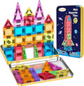 Magnetic Tiles Magnetic Blocks Building Toy: Portable Mini Magnetic Tiles Travel Set 48 Pieces Montessori Toys Birthday Gift for Kids Girls and Boys Ages 3-12 Years Old Preschool Classroom Must Haves