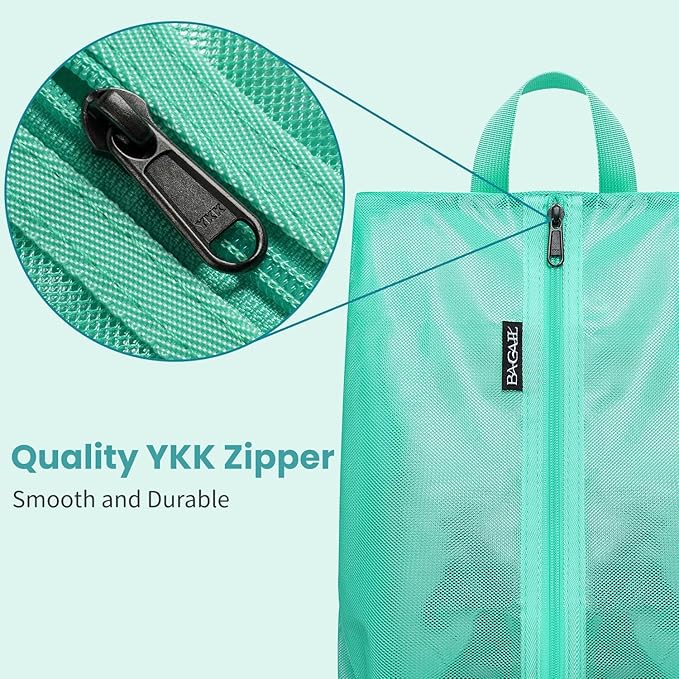 Bagail Shoe Bags for Travel,2 Set Shoe Bag for Storage in Closet,Transparent Shoe Packing Organizers with YKK Zipper (L 17"x10"x5", Turquoise 2pcs)