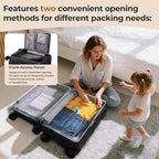 20" Ride-On Luggage with Child Seat, Hardside Carry-On Suitcase with Front Access Shockproof Silent Spinner Wheels, TSA Lock, Charging Port for Kids & Adults & Busy Moms