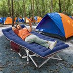 ABORON Camping Cot for Adult 28" Extra Wide, 2PK Heavy-Duty 1200D Oxford Cot for Sleeping, Portable Folding Camp Bed with Mat & Carry Bag
