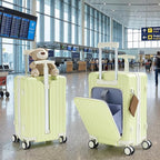 TABU 20" Carry on Luggage with Seat for Kids & Adults，Front-Opening Hardshell Carry On Suitcase with Double Handles & TSA Lock, Green