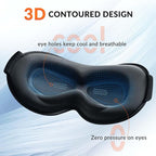 See-Through Sleep Mask with Removable Blackout Strip, Peek-a-Boo Window, 3D No-Pressure Eye Cups, Lash-Friendly, Adjustable Strap (Black)