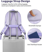 MATEIN Large 17 Inch Laptop Backpack for Women, Lightweight Travel Backpack Fits College School Essentials, Anti Theft Work Commute Nursing Computer Bag TSA Approved for Weekender Trip, Light Purple