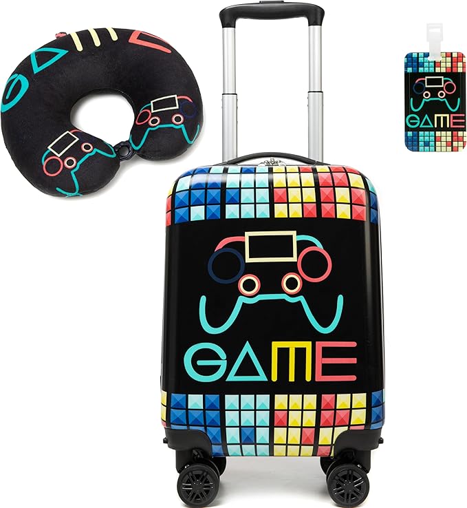 Kid’s Luggage Set 2 Piece Suitcase Set 16’’ Hardside Luggage with Spinner Wheels Girls Boys Carry on Luggage Travel Rolling Luggage Airline Approved