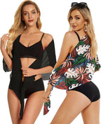 CHICGAL 2 Pieces Women Beach Sarong Bathing Suit Wrap Skirt Sheer Bikini Swimsuit Cover Ups for Swimwear