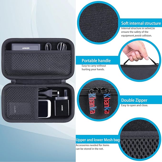 khanka Hard Travel Case Replacement for Anker 100W Charging Base + Anker Prime 27,650mAh 250W / 20,000mAh 200W PowerBank(Case Only).