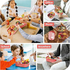 2 Layers Bento Box, All-in-One Stackable Lunch Container with Compartments, 64oz Leakproof Microwave Safe Dishwasher Safe Bento Box with Lunch Bag and Utensil Set for Kids and Adults