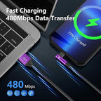 10ft iPhone Charger Cable,3Pack 90 Degree Charging Cable, [Apple MFi Certified] Long Lightning Cable Fast Charging Cord Compatible for iPhone 14/13/12/11/Pro/Max/Mini/X/Plus/8/7/6/Plus/ - Purple