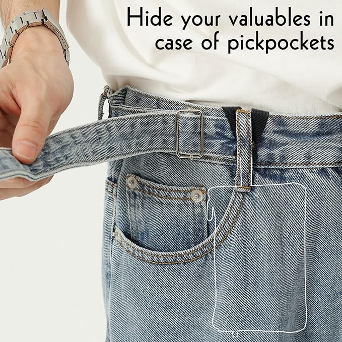 Travel Wallet with Hidden Safe Pocket, Passport Wallet with Metal Snap Button for Cash, Credit Cards and Travel Documents, Money Belt for Travel Women and Men Hidden