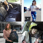 BlueHills 2-Pack Mini Premium Soft Plush Travel Blanket Pillow Airplane Essentials Flight Throw in Bag with Hand Luggage Strap Backpack Clip Accessories Portable Traveling Plane Blankets Black - M25