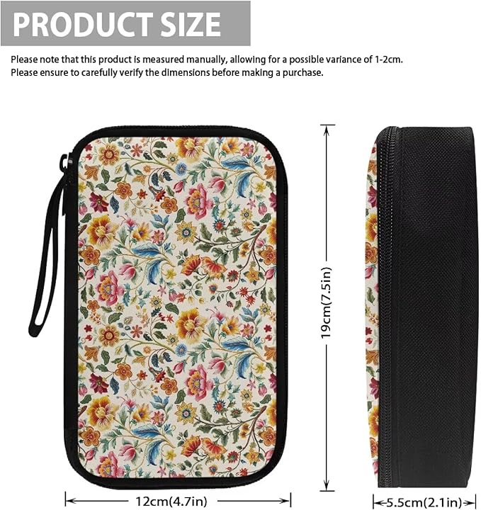 Bohemia Flower Print Electronics Organizer, Travel Cable Organizer bag, Portable Cord Storage/Charger Storage/Cable Storage, Compact Tech Bag & Charger Case