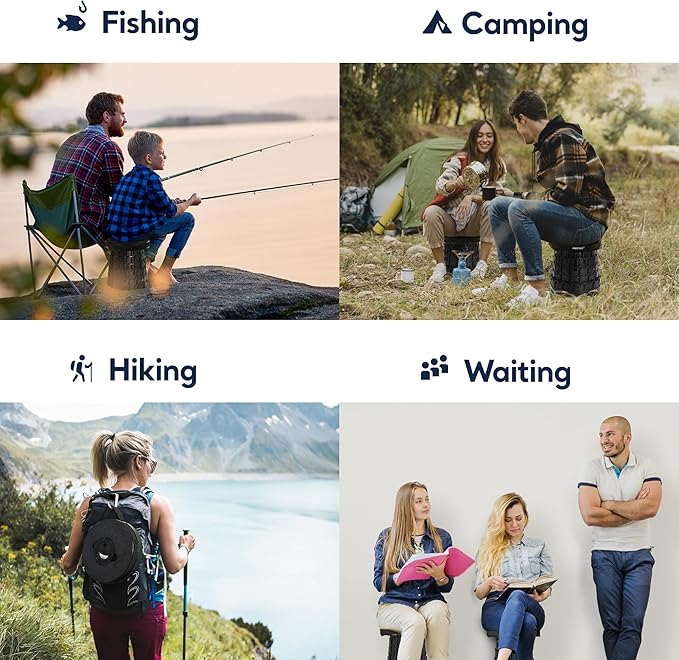 2025 XXL Collapsible Stool, 19.7" Tall, 1000lbs Max Weight, Wider & Taller Pop Up Seat, Heavy Duty Portable Retractable Folding Chair, Gift for Camping & Outdoors