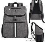 BAGLHER丨Dog Travel Bag, Airline Approved Pet Supplies Backpack, Dog Travel Backpack Accessories Set with 2 Silicone Collapsible Bowls and 2 Food Baskets, Gray
