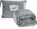 Comfort Fly Travel Blanket & Pillow – 2-in-1 Micro Plush Airplane Blanket with Carry Case (40" x 70") - Gray