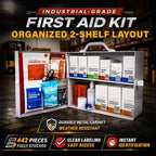 EVERLIT CARE 2-Shelf OSHA-Compliant First Aid Kit, ANSI Class A 50 Person Emergency First Aid Cabinet for Buiness, Job Site, Industrial Manufacturing Facility, Restaurant, and Kitchen