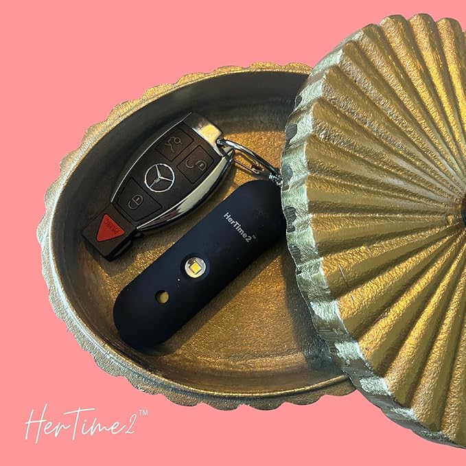 HerTime2 Personal Safety Alarm for Women - Loud Self Defense Siren, Waterproof Keychain with Strobe Light - Battery Powered, Black