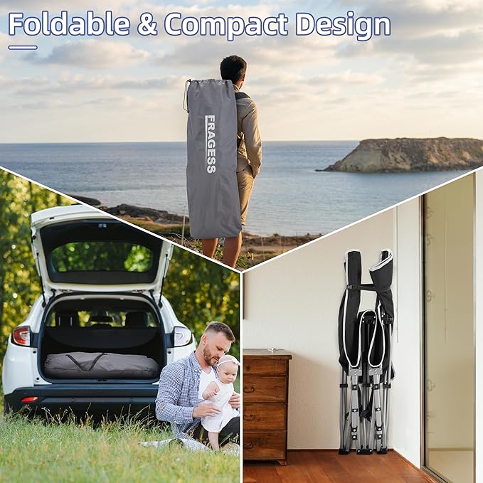 Fragess Foldable Camping Cots for Adults, 28" Extra Wide Cot with Removable Mattress, 600LBS Max Load, Sleeping Cots for Camping Outdoor/Office, Guest (Azure)