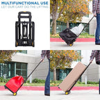 Mount-It! Folding Luggage Cart and Dolly | 77 Lb Capacity | Portable Lightweight Luggage Trolley Cart with Telescoping Handle and 4 Rubber Wheels | Steel Frame