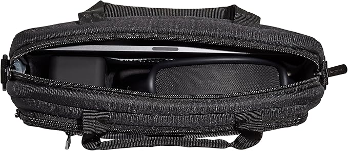 Amazon Basics 11.6 inch Laptop Bag with Shoulder Strap and Handle, Briefcase with Large Capacity Compartments for Tablets and Accessories, Black, 1-Pack