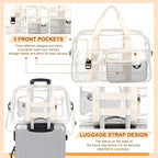 Abbylike Clear Bag Large Heavy Duty Tote for Stadium Events 20" Duffle Transparent Gym Bag for Sport Event Travel Makeup Work