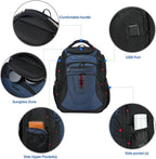 KROSER TSA Friendly Travel Laptop Backpack 17.3 inch XXXL Gaming Backpack Water-Repellent College Daypack Business Backpack with RFID Pockets & USB Port for Men/Women-Black/Haze Blue