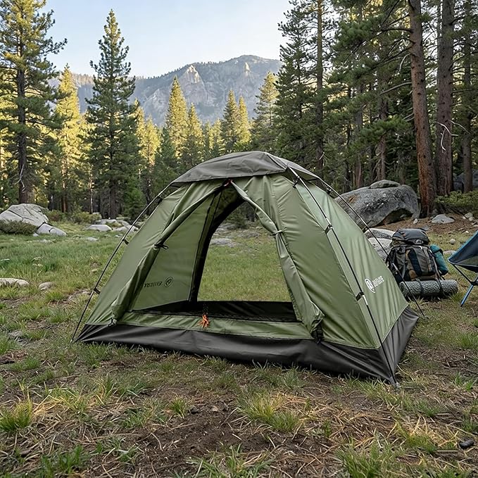 Backpacking Tent for Camping 1-5 Person Hiking Ultralight Tent for Waterproof Windproof Outdoor Two Doors Tents Easy Quick Setup Lightweight Instant Tents