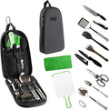Life2Go 12 Piece Stainless Steel Camping Cooking Utensils Set, Portable Outdoor Kitchen Kit with Chef Knife, Tongs, Spatula, Scissors, Camp Cooking Gear with Carry Case for Hiking, BBQ & Travel, Gray