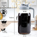 Cold Brew Coffee Maker 64 Oz Mason Jar Cold Brew Pitcher With Strainer Half Gallon Wide Mouth Glass Iced Coffee Maker With Spout Lids 2 Quart Glass Pitcher For Fridge, Sun Tea, Lemonade, Cold Brew