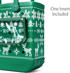 BOGG BAG Medium Tote – 15” x 12.5” x 5” – Durable, Washable, Tip-proof – Beach, Pool, Boat, Work, Sports (Ugly Sweater - Green)