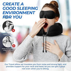 ExploreBliss Travel Pillow, Travel Pillows for Sleeping Airplane, Neck Pillow Airplane, Memory Foam Neck Pillow Set with Eye Mask, Earplugs and Storage Bag -Black